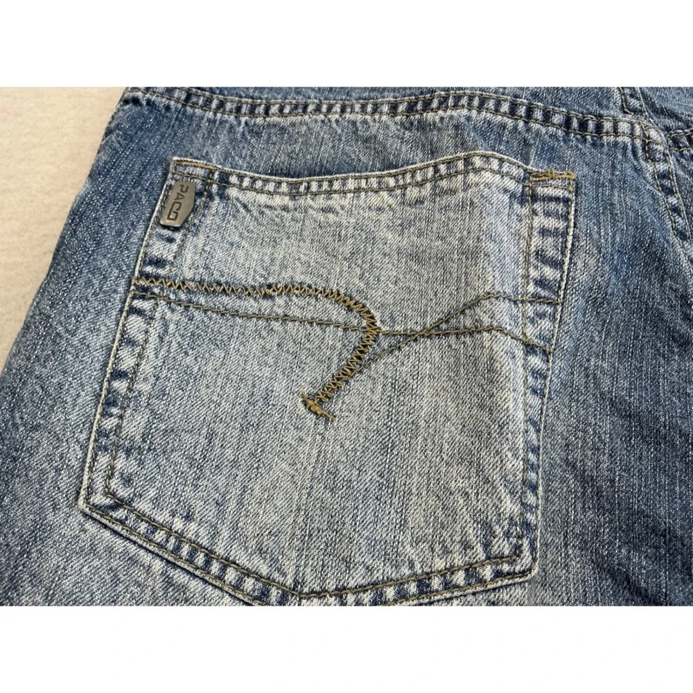 Paco‎ Sport Vintage Y2K Denim Shorts Baggy Skater Embroidered Blue Men 34 Street
